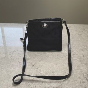 Coach Satin Fabric & Leather Crossbody Bag